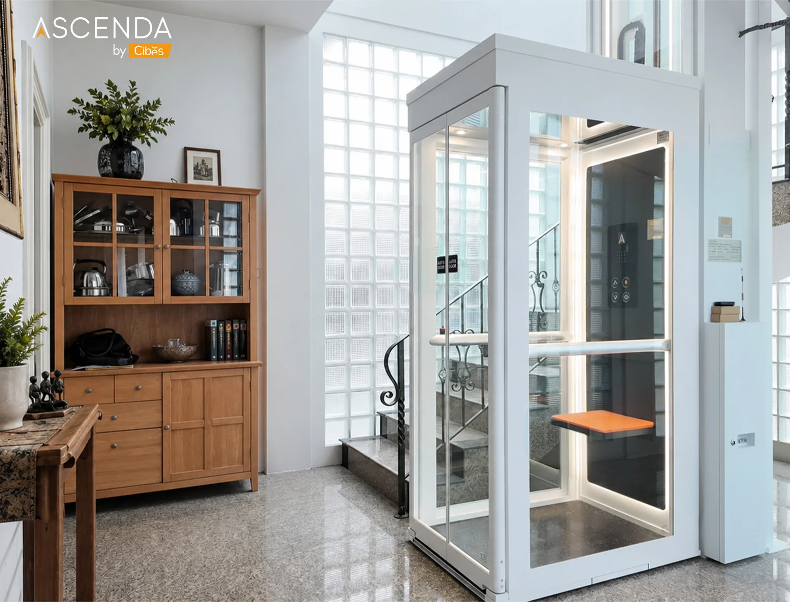 Ascenda Home Lift Size L Installed in the Middle of the Staircase in Thailand (1)