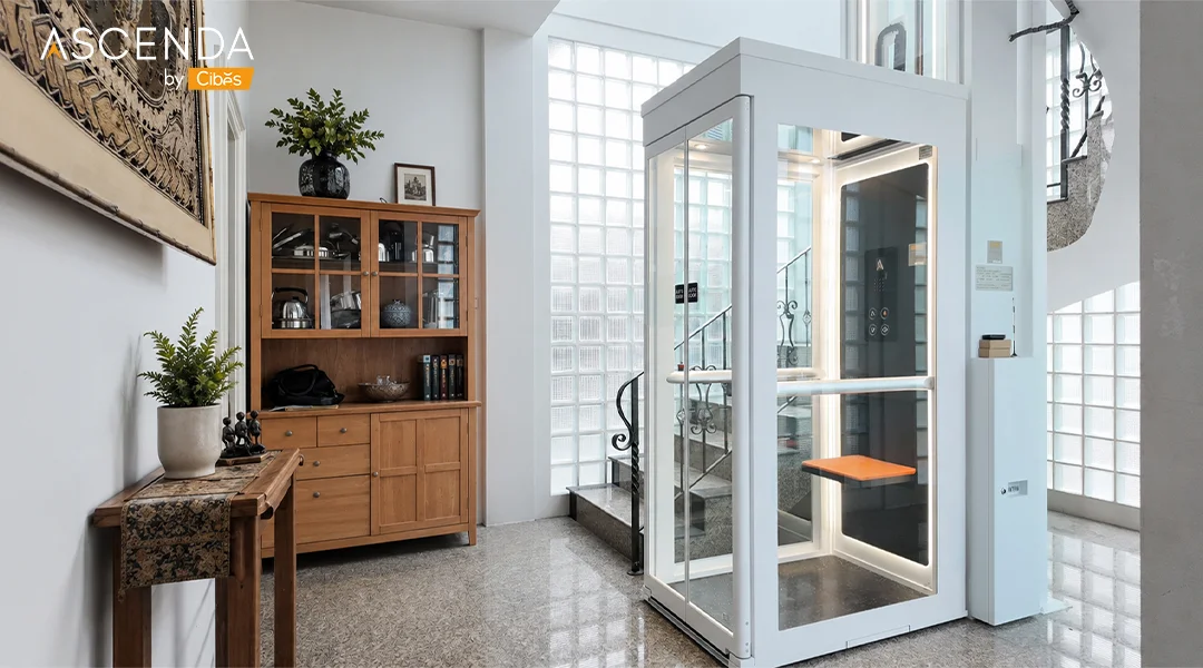 Ascenda Home Lift Size L Installed in the Middle of the Staircase in Thailand (2)