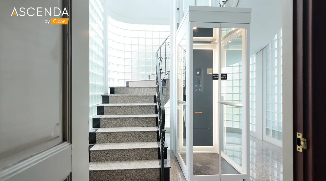Ascenda Home Lift Size L Installed in the Middle of the Staircase in Thailand (4)