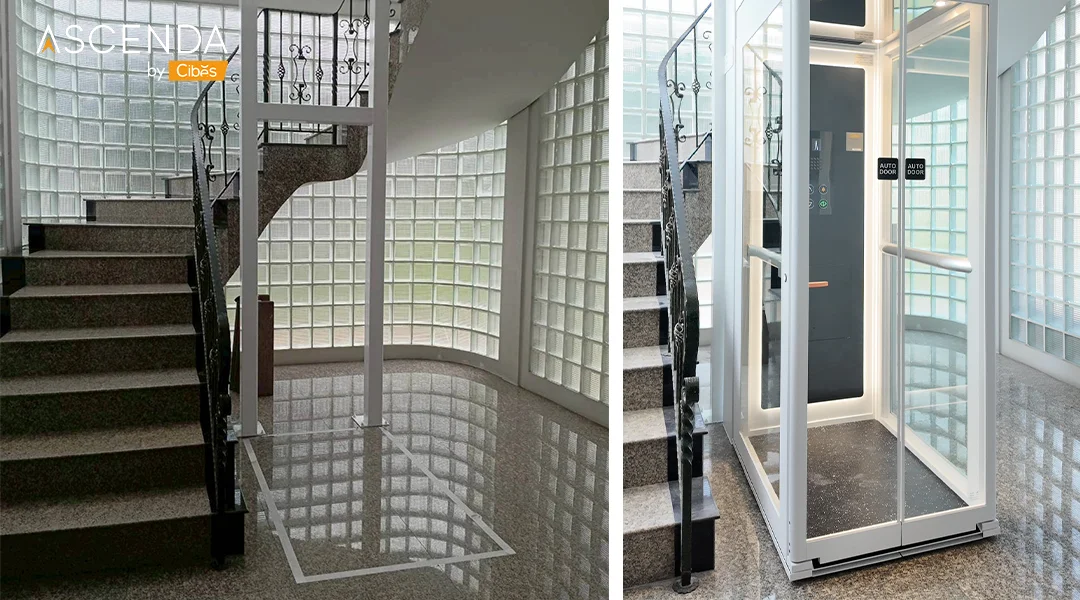 Ascenda Home Lift Size L Installed in the Middle of the Staircase in Thailand (5)